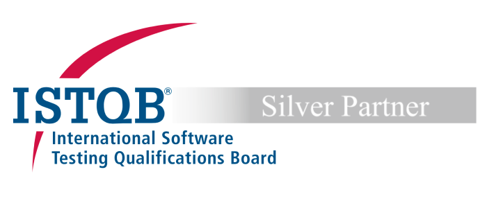 ISTQB Silver Partner badge featuring the logo of the International Software Testing Qualifications Board with a silver gradient banner indicating partnership status.