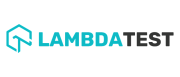 LambdaTest logo with a turquoise and black color scheme, featuring a stylized hexagon icon and bold text representing the cross-browser testing platform.